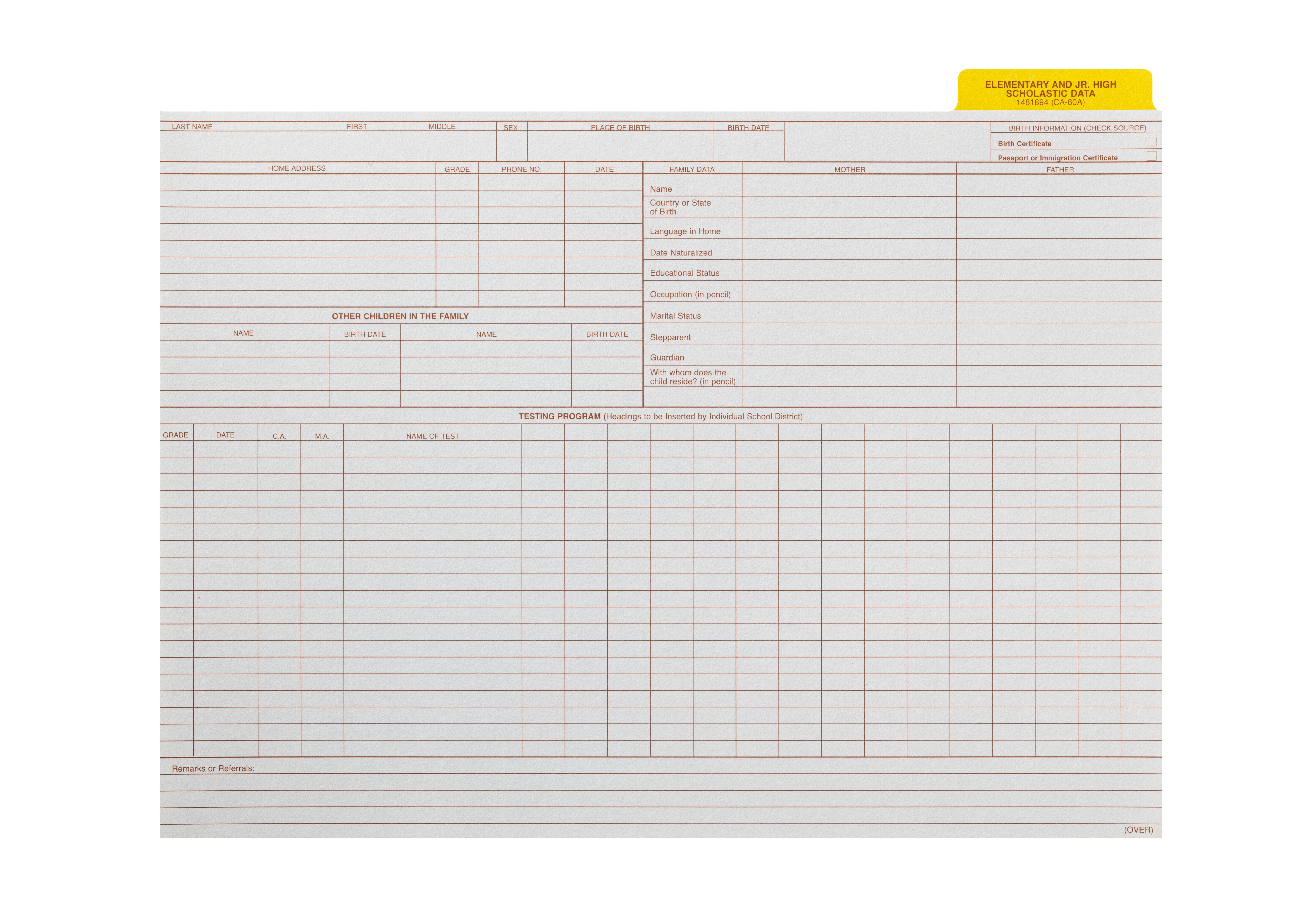 Hammond And Stephens Scholastic Data Insert, Yellow